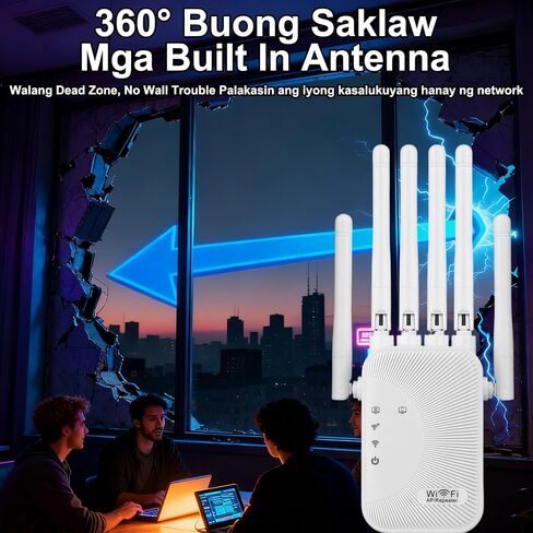 WiFi Extender 1200Mbps, Dual Band WiFi Booster Wireless Repeater with Ethernet Port, 2.4GHz 5GHz Signal Amplifier for Home EU Plug in Kuwait