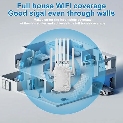 WiFi Extender 1200Mbps, Dual Band WiFi Booster Wireless Repeater with Ethernet Port, 2.4GHz 5GHz Signal Amplifier for Home EU Plug in Kuwait