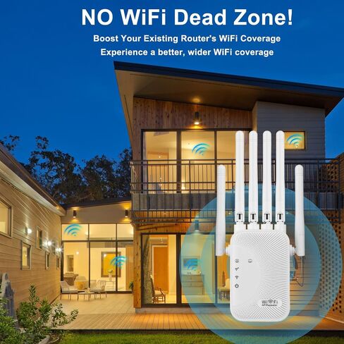 WiFi Extender 1200Mbps, Dual Band WiFi Booster Wireless Repeater with Ethernet Port, 2.4GHz 5GHz Signal Amplifier for Home EU Plug in Kuwait