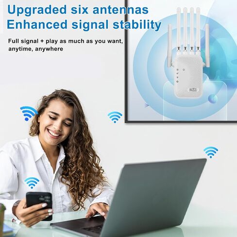 WiFi Extender 1200Mbps, Dual Band WiFi Booster Wireless Repeater with Ethernet Port, 2.4GHz 5GHz Signal Amplifier for Home EU Plug in Kuwait