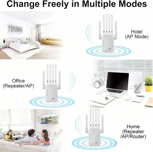 WiFi Extender 1200Mbps, Dual Band WiFi Booster Wireless Repeater with Ethernet Port, 2.4GHz 5GHz Signal Amplifier for Home EU Plug in Kuwait
