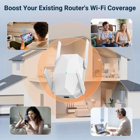 WiFi Extender, 2026 45X WiFi 6 Booster AX3000 (5.8/2.4GHz), 21529 sq.ft Long Range and 155+ Devices, WiFi Extender Signal Booster with Ethernet Port (Pure White) in Kuwait