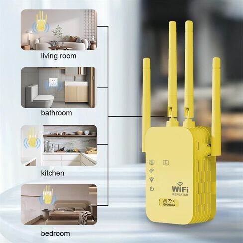 300Mbps WiFi Extender Repeater, 2.4GHz Wireless Range Extender, Internet Booster and Signal Amplifier with 4 High-Gain Antennas, Up to 3000 Sq.Ft Coverage for Home, Office and Router, EU Plug in Kuwait