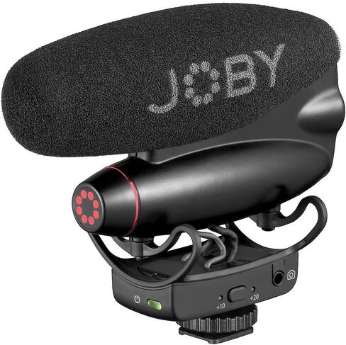 JOBY Wavo PRO DS Professional Directional Camera Microphone, Rycote Damping Mount, Low-Cut Filter, Integrated LEDs, USB Type-C, Black in Kuwait