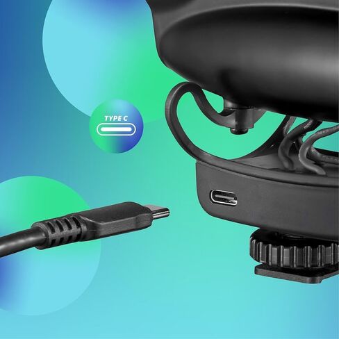 JOBY Wavo PRO DS Professional Directional Camera Microphone, Rycote Damping Mount, Low-Cut Filter, Integrated LEDs, USB Type-C, Black in Kuwait