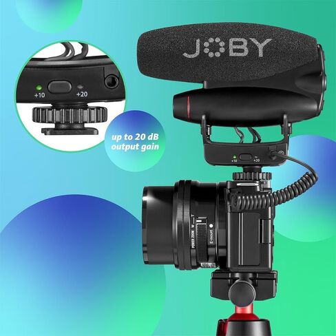 JOBY Wavo PRO DS Professional Directional Camera Microphone, Rycote Damping Mount, Low-Cut Filter, Integrated LEDs, USB Type-C, Black in Kuwait