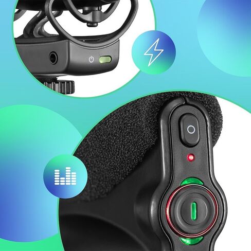 JOBY Wavo PRO DS Professional Directional Camera Microphone, Rycote Damping Mount, Low-Cut Filter, Integrated LEDs, USB Type-C, Black in Kuwait