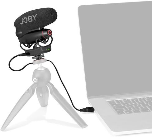 JOBY Wavo PRO DS Professional Directional Camera Microphone, Rycote Damping Mount, Low-Cut Filter, Integrated LEDs, USB Type-C, Black in Kuwait