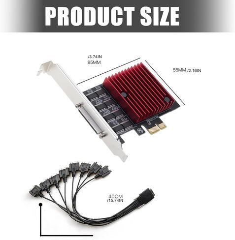 PCIe to 8 Port RS232 Expansion Card, Low Profile Bracket, Multi-Port Adapter for Industrial Control and Printer Connection in Kuwait