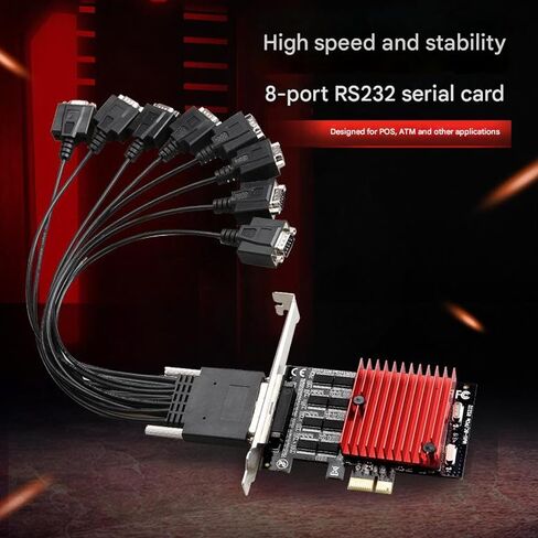 PCIe to 8 Port RS232 Expansion Card, Low Profile Bracket, Multi-Port Adapter for Industrial Control and Printer Connection in Kuwait