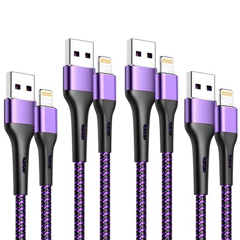iPhone Charger 4Pack 10ft, [Apple MFi Certified] Lightning Cable 10 Foot Long iPhone Charger Cord Fast Charging Cable for iPhone 13 12 Pro Max Mini 11 Pro XS XR X 10 8 7 Plus 6s 6 SE 2020 iPad-Purple in Kuwait