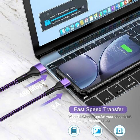 iPhone Charger 4Pack 10ft, [Apple MFi Certified] Lightning Cable 10 Foot Long iPhone Charger Cord Fast Charging Cable for iPhone 13 12 Pro Max Mini 11 Pro XS XR X 10 8 7 Plus 6s 6 SE 2020 iPad-Purple in Kuwait