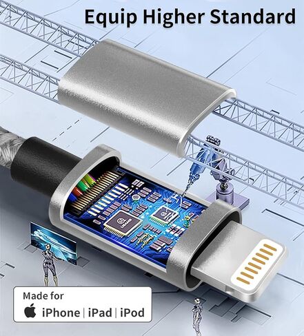 5Pack [MFi Certified] iPhone Charger 3/3/6/6/10FT iPhone Charger Cord High Speed USB Cable Compatible iPhone14/13/12/11 Pro Max/XS MAX/XR/XS/X/8 in Kuwait