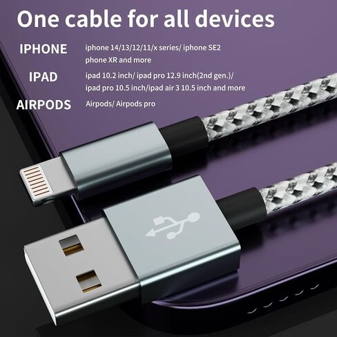 5Pack [MFi Certified] iPhone Charger 3/3/6/6/10FT iPhone Charger Cord High Speed USB Cable Compatible iPhone14/13/12/11 Pro Max/XS MAX/XR/XS/X/8 in Kuwait