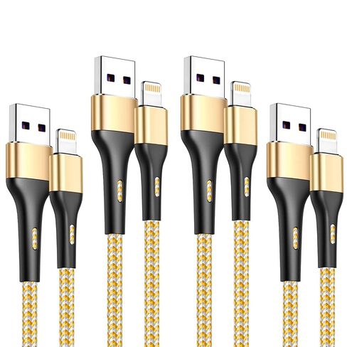 iPhone Charger 4Pack 7inch, [Apple MFi Certified] Short Lightning Cable 7inch, iPhone Charging Cord Fast Charging Cable for iPhone 13 12 Pro Max Mini 11 Pro XS XR X 10 8 7 Plus 6s 6 SE iPad iPod-Gold in Kuwait