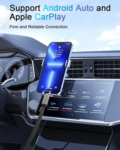 4-in-1 USB-C Fast Charging Cable (100W) – 6 FT Flat Braided Multi Charger with Lightning, USB-C, USB-A Ports for iPhone 15/16, Samsung, iPad, MacBook – Supports CarPlay and Android Auto in Kuwait