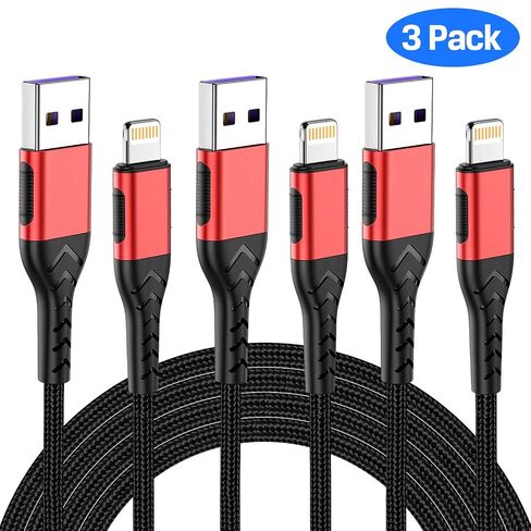 Durcord iPhone Charger, [MFi Certified] 3Pack 1FT USB A Cable for Fast Charger Cable, Durable iPhone Charging Cord Compatible with iPhone Xs Max/XS/XR/X/8/7/6S/6/Plus/SE/iPad(Red) in Kuwait