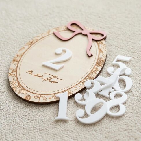 Baby Monthly Milestone Set, 1–12 Month Photo Markers, Newborn Photography Props, Growth Memory Cards, Nursery Decor (Pink D23) in Kuwait