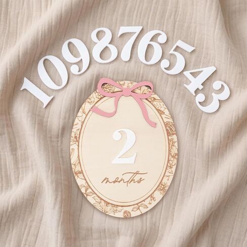 Baby Monthly Milestone Set, 1–12 Month Photo Markers, Newborn Photography Props, Growth Memory Cards, Nursery Decor (Pink D23) in Kuwait
