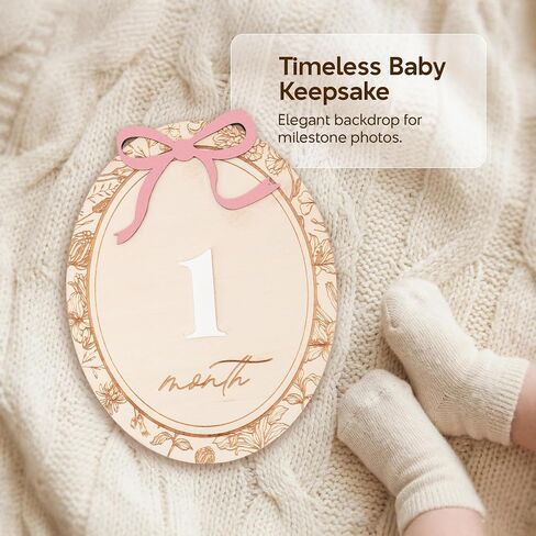 Baby Monthly Milestone Set, 1–12 Month Photo Markers, Newborn Photography Props, Growth Memory Cards, Nursery Decor (Pink D23) in Kuwait