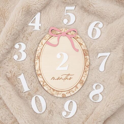 Baby Monthly Milestone Set, 1–12 Month Photo Markers, Newborn Photography Props, Growth Memory Cards, Nursery Decor (Pink D23) in Kuwait