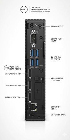 Dell Wyse 5070 Thin Client - Intel Pentium Silver J5005 (Up to 2.8GHz), 8GB DDR4 RAM, 16GB eMMC, eLux RP OS, 4K Support, Dual DisplayPort, Gigabit Ethernet - Enterprise Cloud Terminal N11D in Kuwait