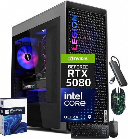 Lenovo Legion Tower 7i Gen 10 Desktop PC, NVIDIA RTX 5080 16GB GDDR7, 64 GB DDR5 5600MT/s 2 TB SSD, Intel Ultra 9 285K(Up to 5.7 GHz), Legion Coldfront Cooling, USB KB, Mouse, Windows 11 Pro in Kuwait