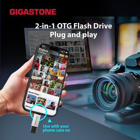 GIGASTONE 16GB Dual Flash Drive (10 Pack) V40S USB 2.0, 2-in-1 Type-A & Type-C, High Speed, Head Cap Design, Plug & Play for Smartphone/PC/Mac/TV/Car Audio in Kuwait
