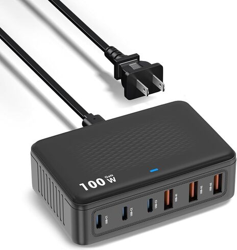 USB C Fast Charger,100W GaN 6 Port Type USB C Charging Station Hub Block USBC Wall Charger Power Strip Adapter Plug Cube Brick USBC USB A for iPad Air/Pro,iPhone 16 15 14 13 12 11 Pro Max,Galaxy S24 in Kuwait