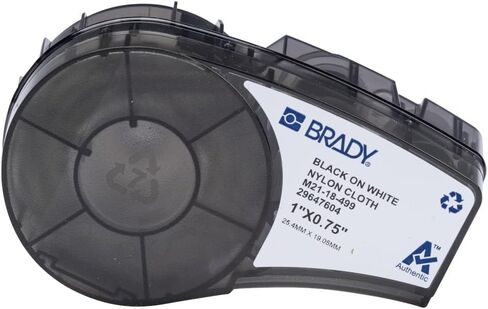 Brady Authentic (M21-11-499) Pre-Sized High-Adhesion Nylon Labels for Equipment, General ID, Lab, Wire/Cable, Black on White Material - Designed for M210, M210-LAB, and M211 Printers, 0.5"H x 0.75"W in Kuwait