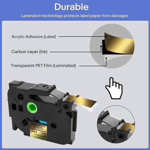 Compatible for Brother P Touch Label Maker Tape 24mm 0.94 Laminated Gold in Kuwait