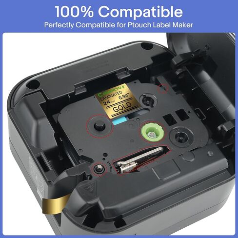 Compatible for Brother P Touch Label Maker Tape 24mm 0.94 Laminated Gold in Kuwait