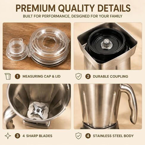 48oz Stainless Steel Blender Pitcher Replacement Compatible with Vitamix in Kuwait