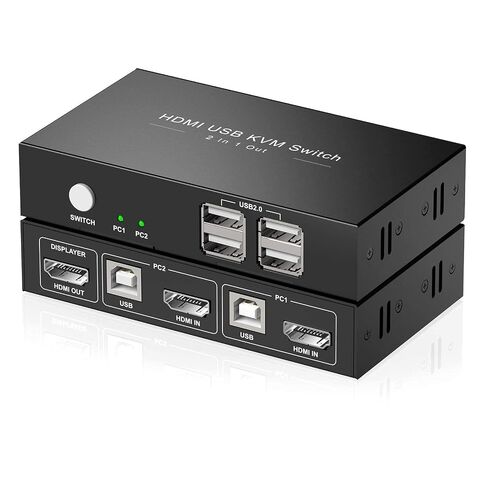 HDMI KVM Switch 1 Monitors 2 Computers, USB KVM Switches Sharing 4 USB, Support Wireless Keyboard and Mouse, Powered by USB, with 2 HDMI and 2 USB Cables… in Kuwait