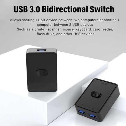 USB 3.0 Switch Bidirectional Selector – 2-in-1 Out 1-in-2 Out for 2 Computers Share Keyboard Mouse Printer Scanner, USB KVM Switch with LED Indicator in Kuwait