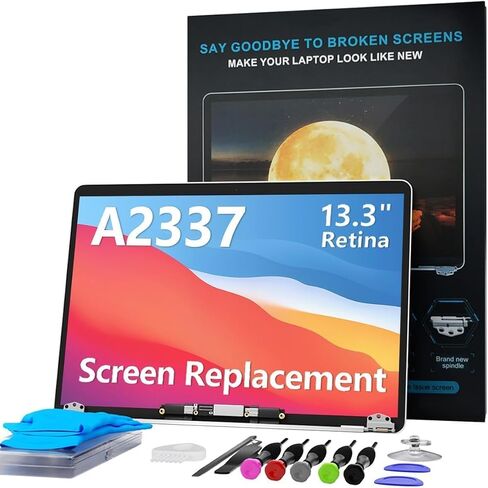 LHM A2337 for MacBook Air 13.3" Screen Replacement for M1 2020 Model LCD Display Assembly 2560x1600 with Fix Kit EMC 3598 MGN63 MGN93 MGND3 MGN73 MGNA3 MGNE3 (A2337-Silver) in Kuwait