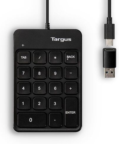 Targus Wired Numeric EcoSmart Keypad, 18 Full-Size Keys, Slim Ergonomic Design, USB-A & USB-C Plug-and-Play, Auto OS Detection for Windows, macOS & Chrome OS, AKP13GL in Kuwait