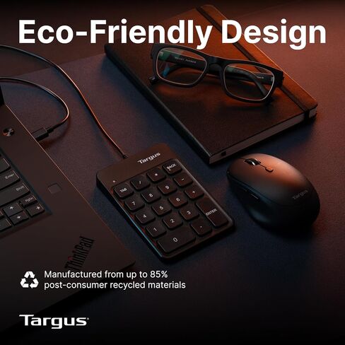 Targus Wired Numeric EcoSmart Keypad, 18 Full-Size Keys, Slim Ergonomic Design, USB-A & USB-C Plug-and-Play, Auto OS Detection for Windows, macOS & Chrome OS, AKP13GL in Kuwait