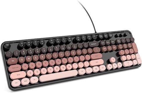 KNOWSQT Wired Computer Keyboard - Purple Colorful Retro Full Size Round Keycaps Plug and Play Typewriter Cute Keyboards for Windows, Laptop, PC, Desktop, Computer in Kuwait