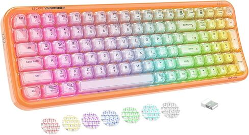 Orange Light Up Keyboard Wireless,Clear Transparent Backlit Jelly Keycaps in Kuwait