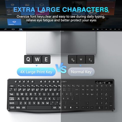 OMOTON Large Print Computer Keyboard with USB C & USB A Dual Interface in Kuwait