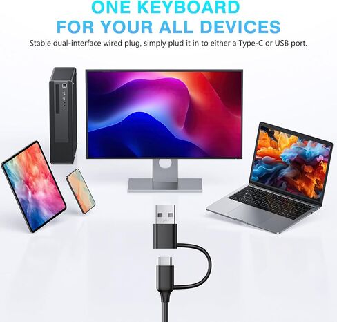 OMOTON Large Print Computer Keyboard with USB C & USB A Dual Interface in Kuwait