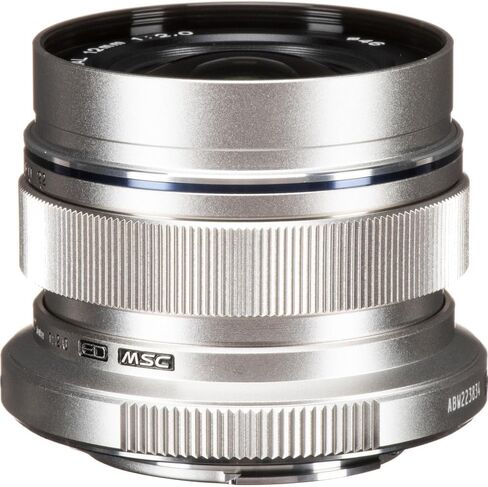 Olympus M.Zuiko Digital ED 12mm f/2 Lens Silver for Micro Four Thirds, 24mm Equivalent Wide Angle Prime Lens for Street Photography and Travel (Bundle) in Kuwait