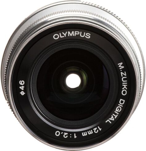Olympus M.Zuiko Digital ED 12mm f/2 Lens Silver for Micro Four Thirds, 24mm Equivalent Wide Angle Prime Lens for Street Photography and Travel (Bundle) in Kuwait