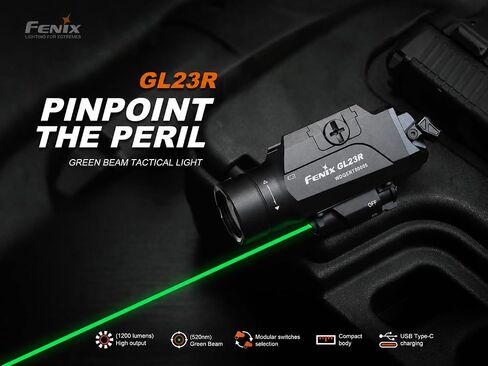 Fenix GL23R 1200 Lumen Rail Mounted Tactical Flashlight with Green Beam in Kuwait