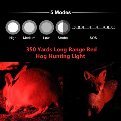 Red Light Tactical Flashlight Rechargeable 3000 Lumen Super Bright Red Hunting Flashlights Predator Light with Picatinny Offset Mount, Pressure Switch in Kuwait