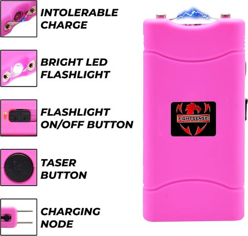 FIGHTSENSE Keychain Pepper Spray & Mini Stun Gun Flashlight Combo Pack (Pink) in Kuwait