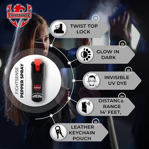 FIGHTSENSE Keychain Pepper Spray & Mini Stun Gun Flashlight Combo Pack (Pink) in Kuwait