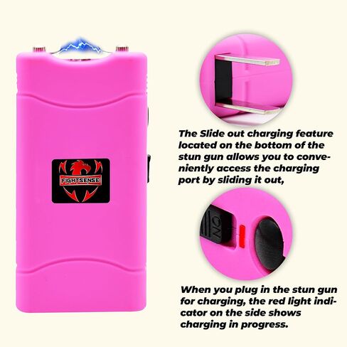 FIGHTSENSE Keychain Pepper Spray & Mini Stun Gun Flashlight Combo Pack (Pink) in Kuwait