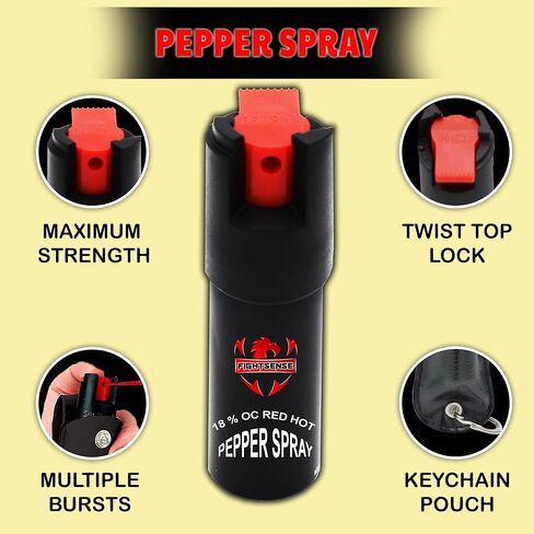 FIGHTSENSE Keychain Pepper Spray & Mini Stun Gun Flashlight Combo Pack (Pink) in Kuwait